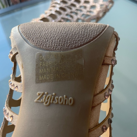 Zigi Soho Rhinestone Bling Cream Gladiator Heels - Picture 8 of 11